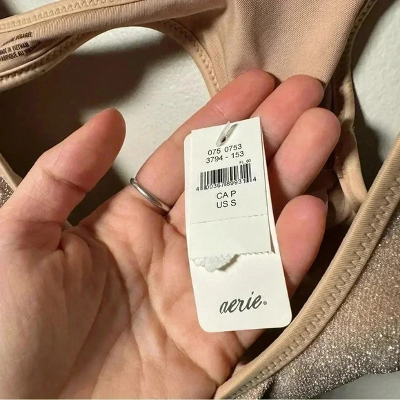 NWT AERIE SCOOP BIKINI TOP GLITTER  S - Picture 3 of 6